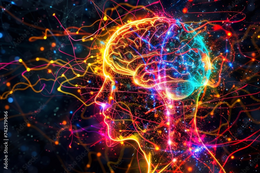 Poster ai brain chip brain. artificial intelligence acetylcholine mind autism spectrum disorder axon. semic