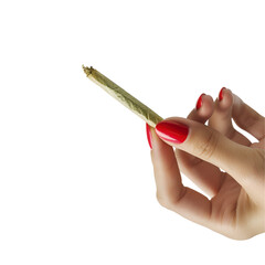 Woman’s Hand with a Cannabis Cigarette: A Detailed Close-up Photo, Isolated on Transparent Background, PNG