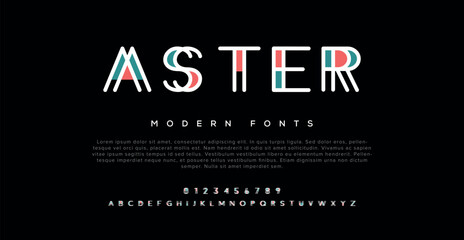 Aster Abstract digital modern alphabet fonts Pro Vector