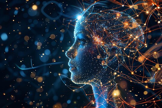 AI Brain Chip cortex. Artificial Intelligence inventive mind ai innovation axon. Semiconductor document clustering circuit board neurotransmitter interactions