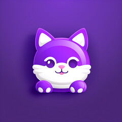 Adorable Purple Cartoon Kitten with Sparkling Eyes created with Generative AI technology