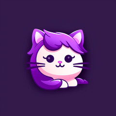 Adorable Purple Cartoon Kitten with Sparkling Eyes created with Generative AI technology