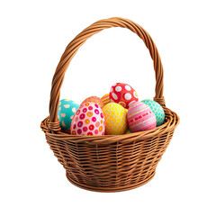Easter basket illustration isolated on white transparent background, png 
