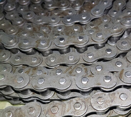 chains, drive chains for equipment, metal chains and links, real photo, chain background