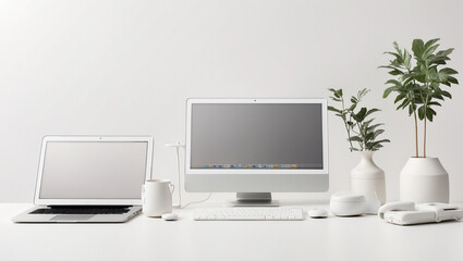 Minimal devices in white desktop
