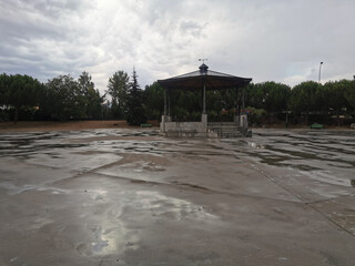 pavilion in a park after the rain