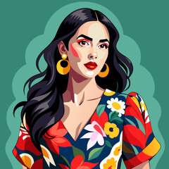 Hand painted fashion women illustration potrait design