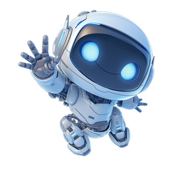 Happy cute robot on transparent background, friendly and cheerful robot. Friendly mini robot. PNG image. Generative AI