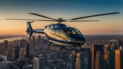 Outdoor kussens Helicopter flying over City © Анастасия Макевич