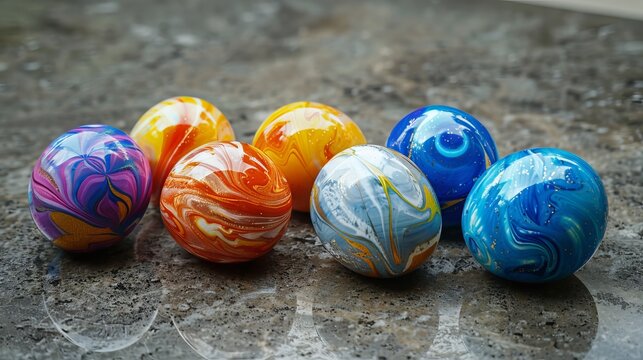 Handmade Easter eggs in vibrant colors on white background