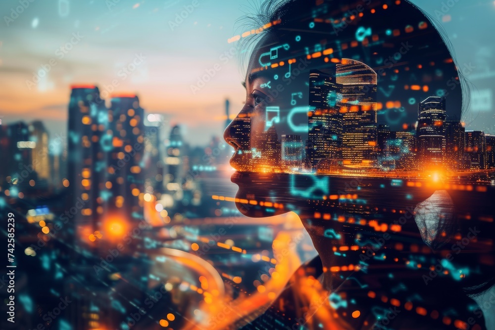 Aufkleber ai brain chip on. artificial intelligence lateral mind ionotropic receptors circuit board. neuronal 
