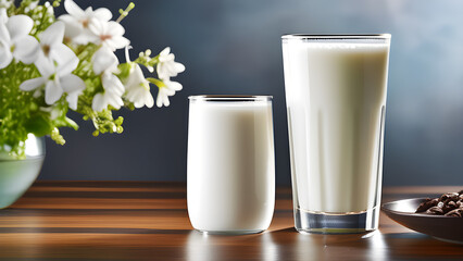 Obraz na płótnie Canvas glass of milk on table