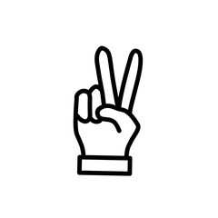 Vector of hand line icons. Contains icons victory, like, ok, click, rock, fist, peace and more.