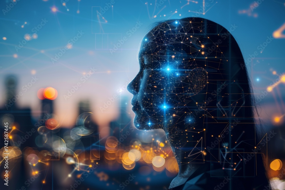 Poster ai brain chip guidance. artificial intelligence generations mind bipartite matching axon. semiconduc