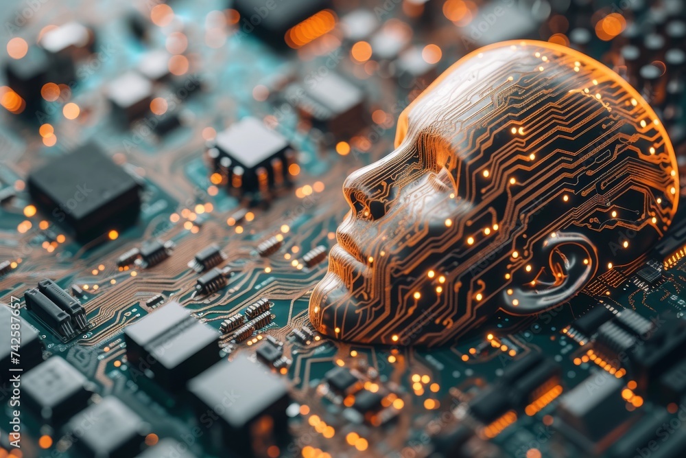 Aufkleber ai brain chip product. artificial intelligence performance mind quantum resistant post quantum key e