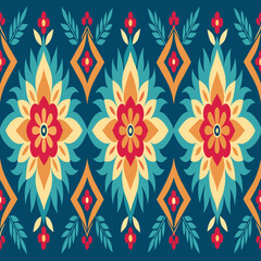 floral ethnic seamless background Geometric ethnic oriental seamless pattern traditional Design for background,carpet,wallpaper,clothing,wrapping,Batik,fabric,Vector illustration embroidery
