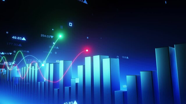Stock market abstract finance background with motion graph, Charts Diagrams of Financial Statistics