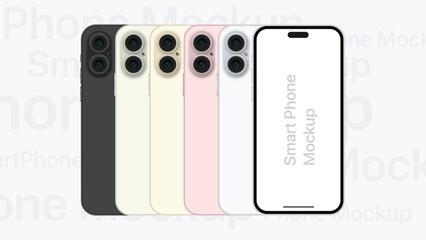 Multicolor smartphone mockup latest iphone mobile screen template isolated background