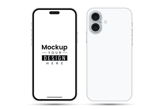 Smartphone mockup front and back view latest iphone mobile screen template isolated background