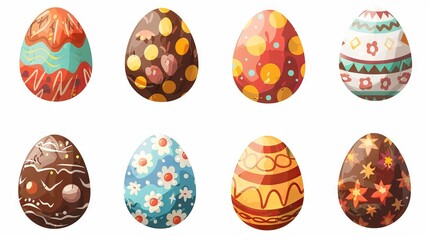 Fototapeta premium Colorful 3d Easter eggs on white background - vector illustration of festive decorations