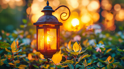 Vintage lanterns illuminating a dark evening, creating a cozy and romantic atmosphere in an outdoor or home setting - Powered by Adobe