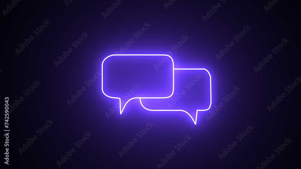 Poster neon glowing speech bubble collection. talk bubbles, glowing cloud bubbles set. talk bubble speech i