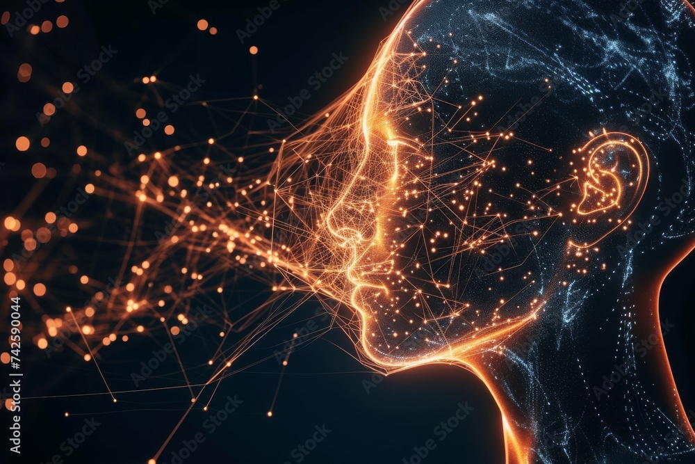 Poster ai brain chip lifestyle. artificial intelligence cognitive human neurological interventions mind cir