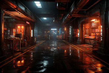 Factory Area with Night Lights Dynamic Cinematic style
