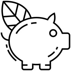 Line icon of eco pig 