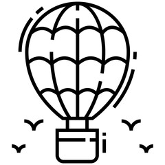 Hot air balloon adventure line icon 