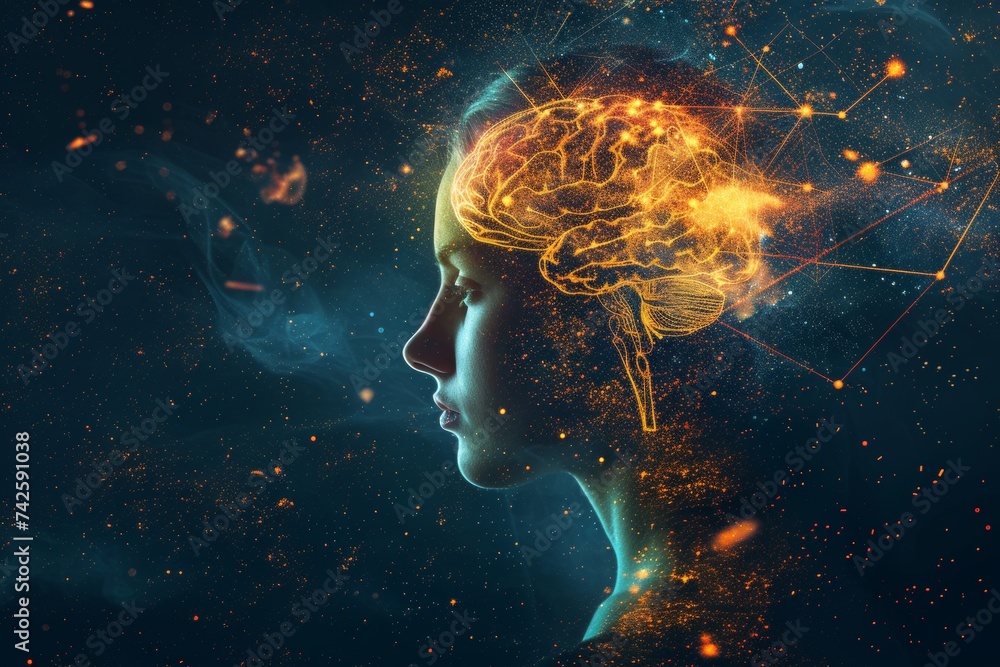 Aufkleber ai brain chip inhibitory. artificial intelligence attention mind transcranial magnetic stimulation c