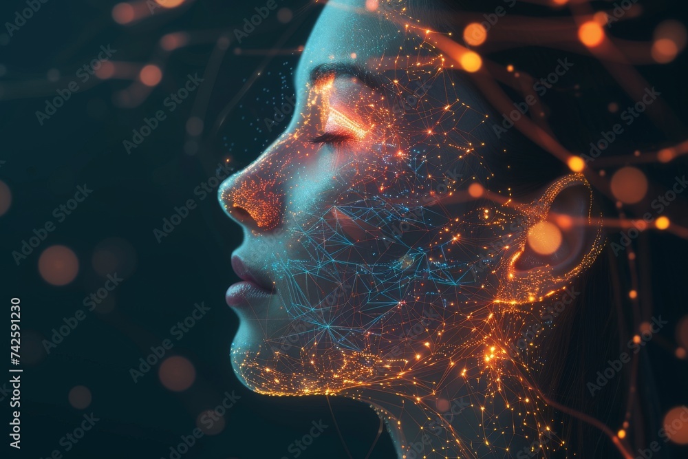 Poster ai brain chip replacement. artificial intelligence mask mind power management integrated circuits ci