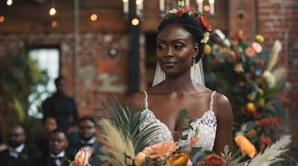 Black woman bride, wedding ceremony