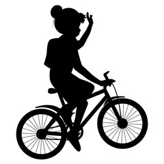 cute girl with bicycle silhouette