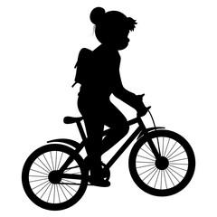 cute girl with bicycle silhouette