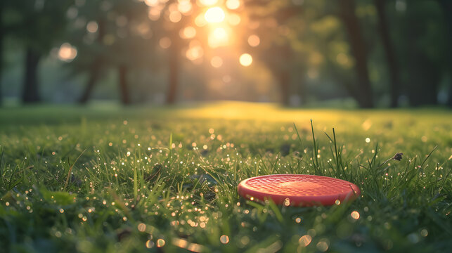 Springtime, Frisbee On The Grass. Generative AI