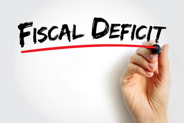 Fiscal Deficit is a shortfall in a government's income compared with its spending, text concept background