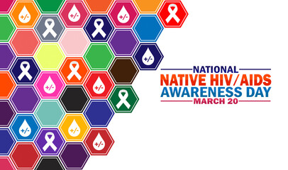 National Native HIV AIDS Awareness Day wallpaper with shapes and typography. National Native HIV AIDS Awareness Day, background