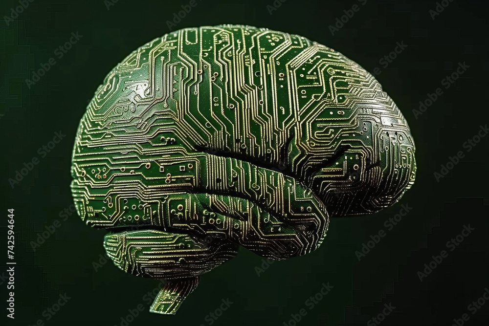Poster ai brain chip neurotechnology. artificial intelligence examination mind support vector machine axon.