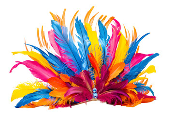 Vibrant Multicolored Feather Headdress Isolated on White Background
 - obrazy, fototapety, plakaty