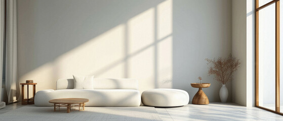 Comfortable modern sofa, soft luxury couch in cozy living room minimal elegant aesthetic home interior design contemporary style background space. House furniture store shopping advertising promo .