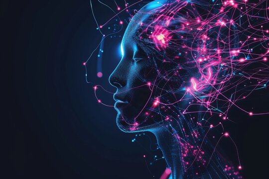 AI Brain Chip paste. Artificial Intelligence axon human data processing scalability mind circuit board. Neuronal network neural sensing smart computer processor remote diagnostics