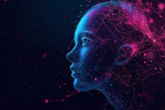 AI Brain Chip post. Artificial Intelligence cognitive human silicon on insulator mind circuit board. Neuronal network decoding smart computer processor endorphins