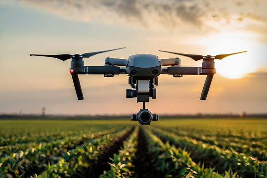 Revolutionizing Agriculture: Drone Technology Captures Stunning Farm Scenery. Generative AI.