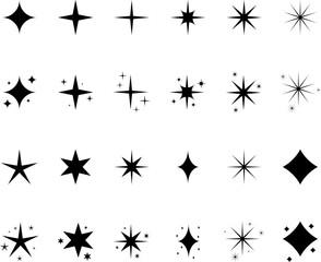 stars, shine, gloss, light, blow, sparks icons collection 