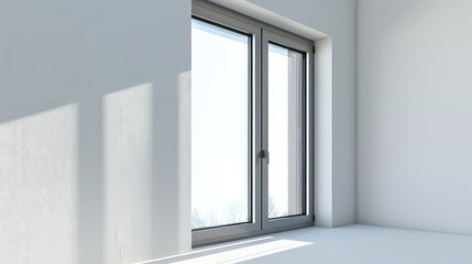 Contemporary, residential window frame isolated on white