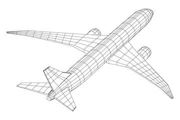 Airplane. Abstract airliner. Wireframe vector illustration