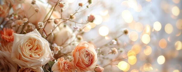 Elegant Roses with Warm Bokeh Lights Background
