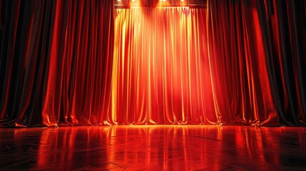 Magic theater stage red curtains Show Spotlight