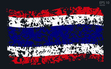 Vector flag of Thailand. Vector illustration with cracks and abrasions.
